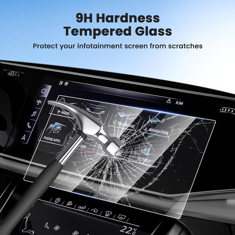 Canvcle 2PCS Screen Protector for 2019-2025 2026 Audi Q7 Q8 10.1 Inch Upper and 8.6 Inch Lower Touch Screen, Tempered Glass Navigation Display Screen Cover Infotainment Protective Film - Image 4